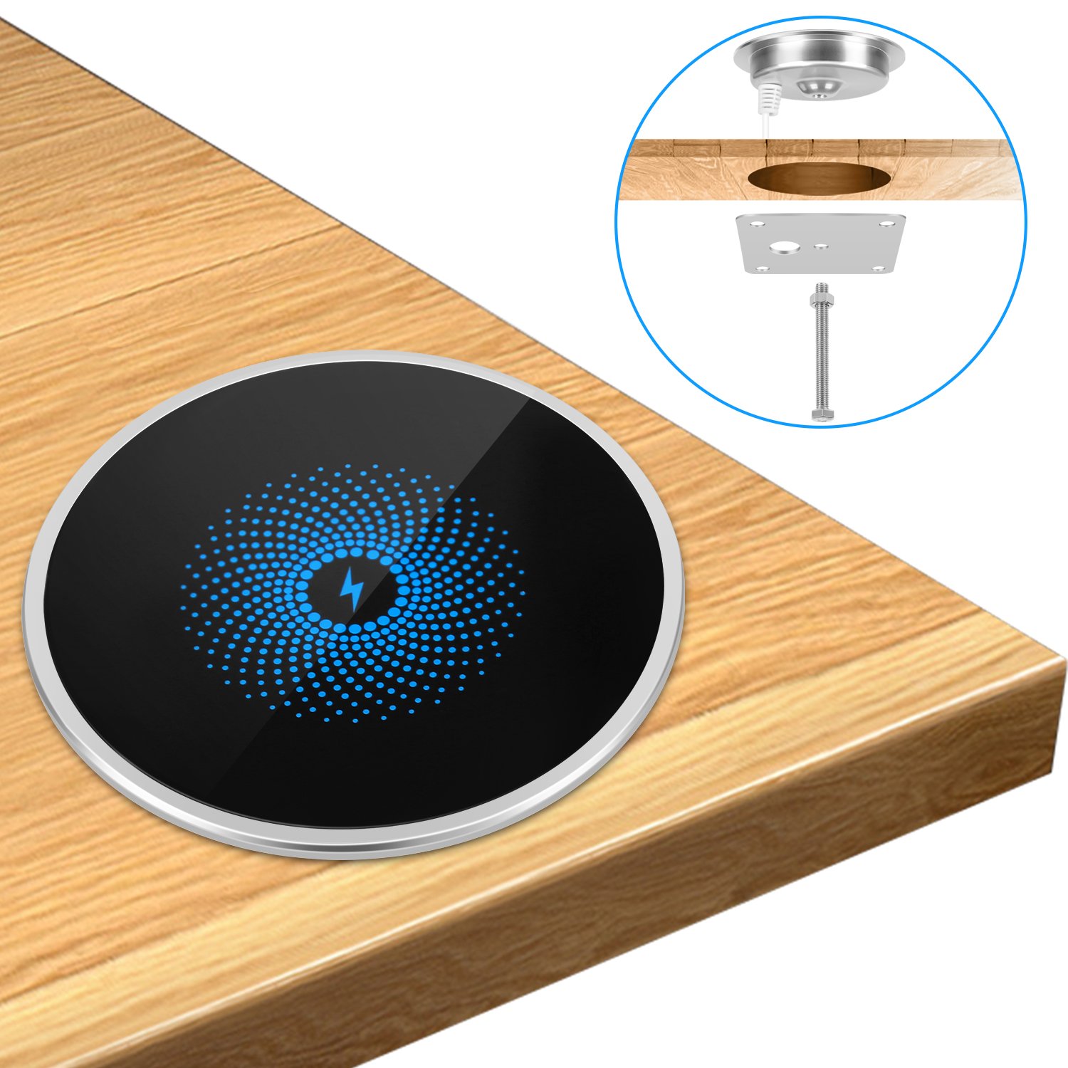 S50 Embedded Furniture Wireless Charger – Waterproof Flush-Mount Qi Charging Module for Desks & Tables
