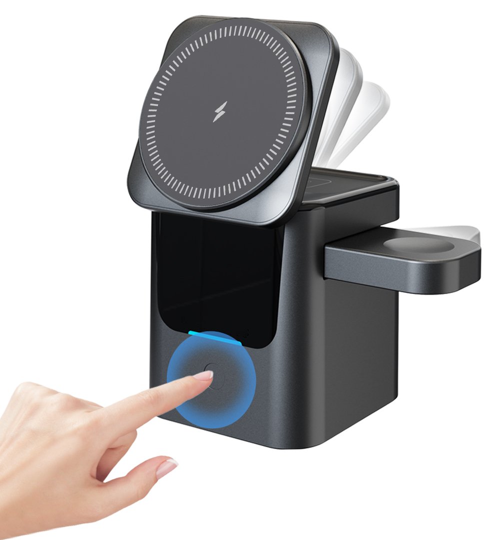 YT30 Electric Auto-Flip 3-in-1 Magnetic Wireless Charging Station for iPhone, Apple Watch & AirPods