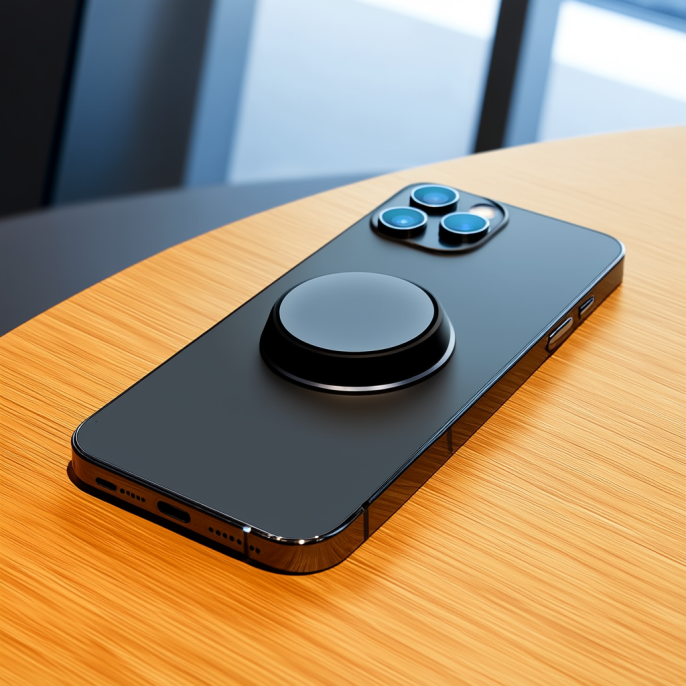 Illustrative scene of a public wireless charging surface topping up a phone